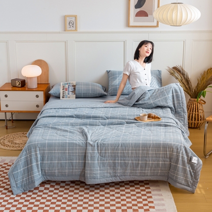 （总）鸣升2023新疆长绒棉全棉花色织水洗棉夏被四件套