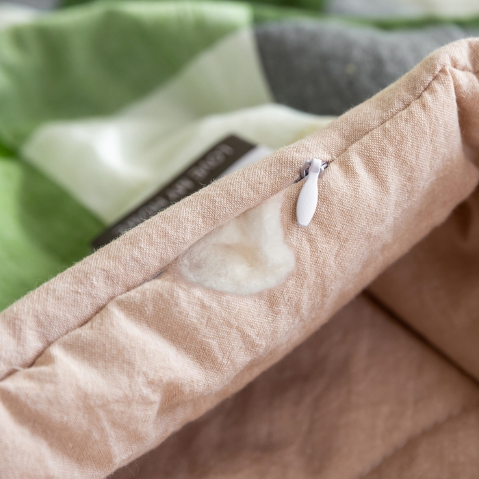 91家纺网 家纺一手货源 找家纺 鸣升新疆长绒棉全棉花色织水洗棉夏被四件套 海青鲜绿格