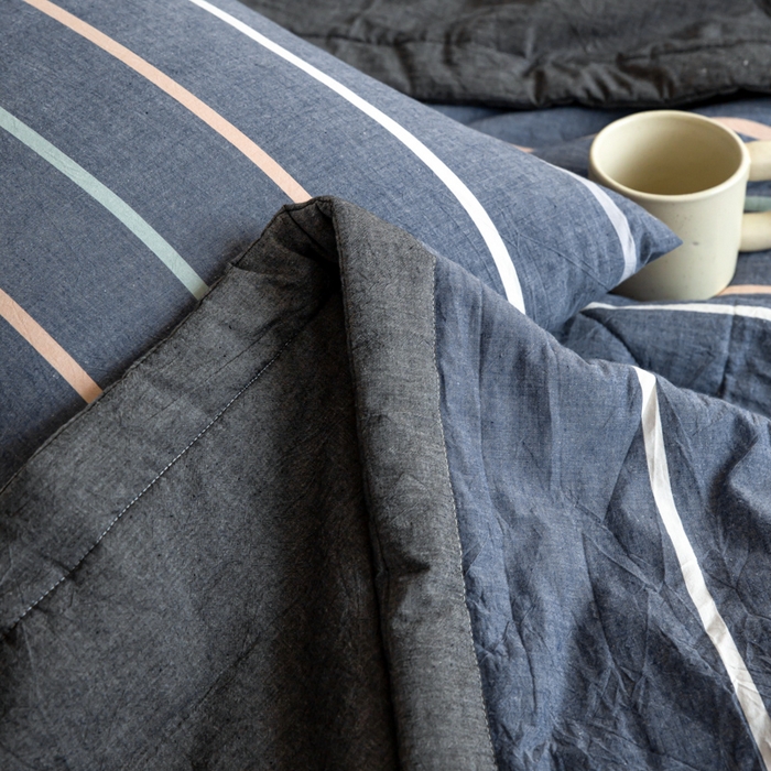 91家纺网 家纺一手货源 找家纺 鸣升新疆长绒棉全棉花色织水洗棉夏被四件套 卡森丈兰