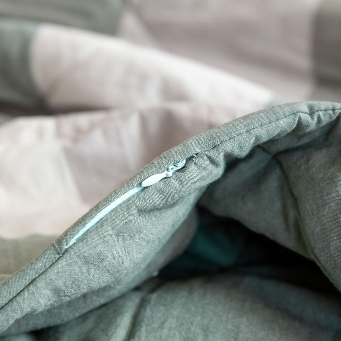 91家纺网 家纺一手货源 找家纺 鸣升新疆长绒棉全棉花色织水洗棉夏被四件套 绿大格