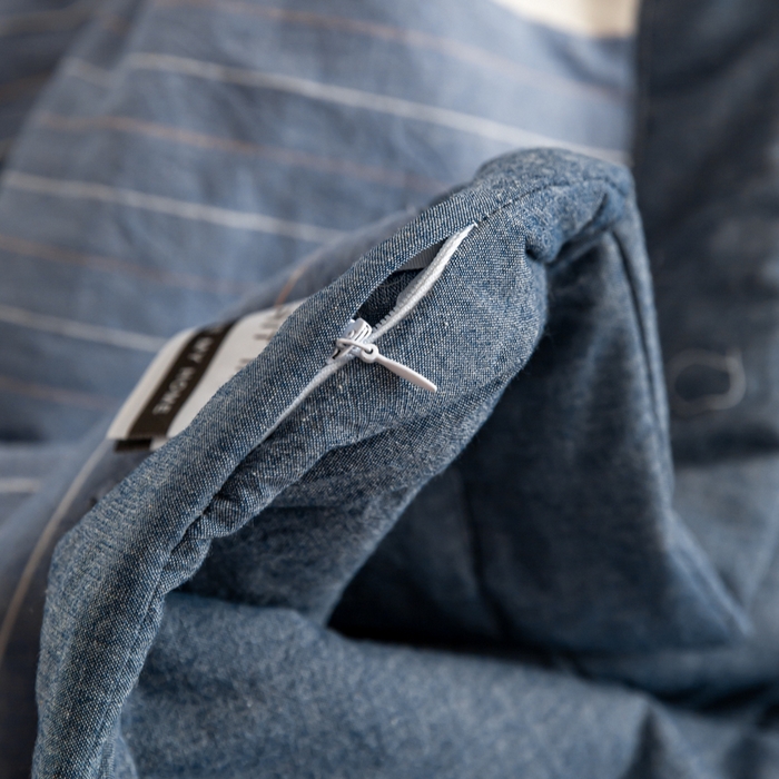 91家纺网 家纺一手货源 找家纺 鸣升新疆长绒棉全棉花色织水洗棉夏被四件套 米拉蓝