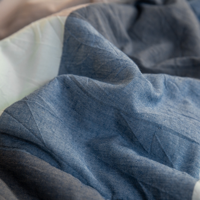 91家纺网 家纺一手货源 找家纺 鸣升新疆长绒棉全棉花色织水洗棉夏被四件套 米粽丈青格