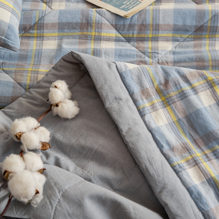 91家纺网 家纺一手货源 找家纺 鸣升新疆长绒棉全棉花色织水洗棉夏被四件套 莫妮卡