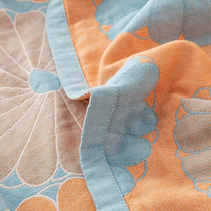 91家纺网 家纺一手货源 找家纺 朴尔  2023年新款四层韩版碎花风全棉纱布毛巾被 橘子物语-兰