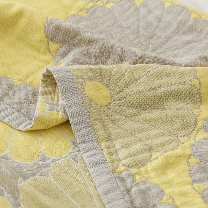 91家纺网 家纺一手货源 找家纺 朴尔  2023年新款四层韩版碎花风全棉纱布毛巾被 橘子物语-浅灰