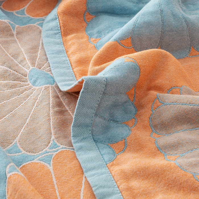 91家纺网 家纺一手货源 找家纺 朴尔  2023年新款四层韩版碎花风全棉纱布毛巾被 橘子物语-兰