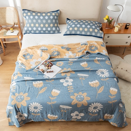 91家纺网 家纺一手货源 找家纺 （总）朴尔  2023年新款四层韩版碎花风全棉纱布毛巾被