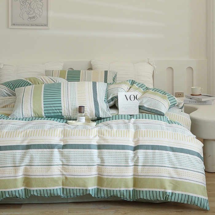 91家纺网 家纺一手货源 找家纺 绫韵 2023全棉13372斜纹纯棉简约北欧风套件系列 北海道-绿