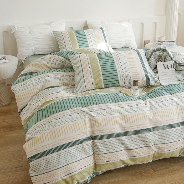 91家纺网 家纺一手货源 找家纺 绫韵 2023全棉13372斜纹纯棉简约北欧风套件系列 北海道-绿