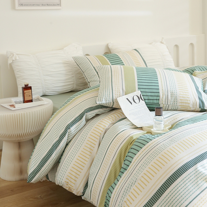 91家纺网 家纺一手货源 找家纺 绫韵 2023全棉13372斜纹纯棉简约北欧风套件系列 北海道-绿