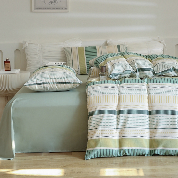91家纺网 家纺一手货源 找家纺 绫韵 2023全棉13372斜纹纯棉简约北欧风套件系列 北海道-绿