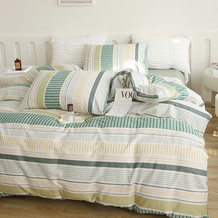 91家纺网 家纺一手货源 找家纺 绫韵 2023全棉13372斜纹纯棉简约北欧风套件系列 北海道-绿