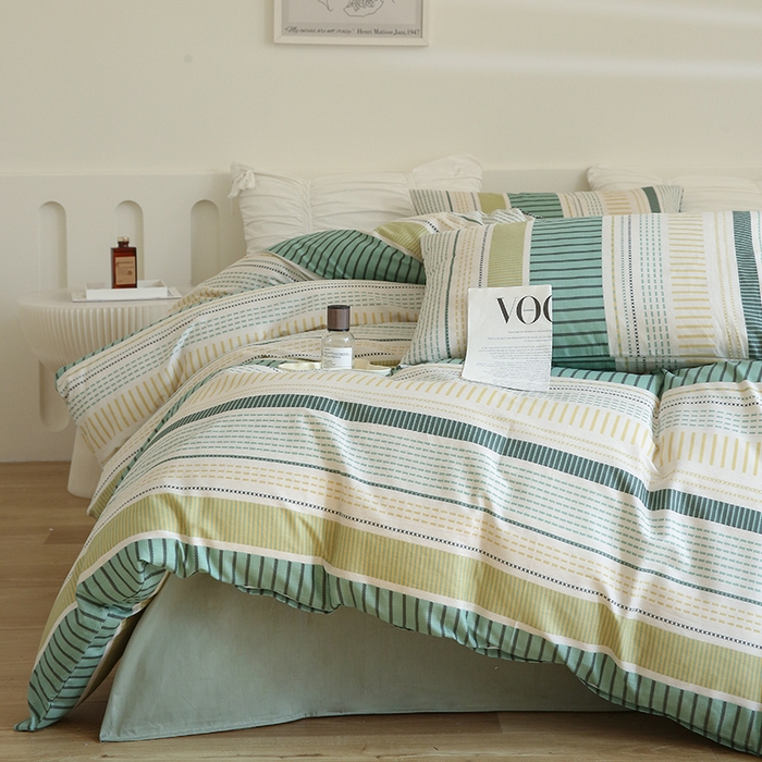 91家纺网 家纺一手货源 找家纺 绫韵 2023全棉13372斜纹纯棉简约北欧风套件系列 北海道-绿