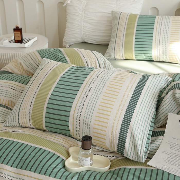 91家纺网 家纺一手货源 找家纺 绫韵 2023全棉13372斜纹纯棉简约北欧风套件系列 北海道-绿