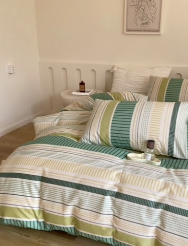 91家纺网 家纺一手货源 找家纺 绫韵 2023全棉13372斜纹纯棉简约北欧风套件系列 北海道-绿