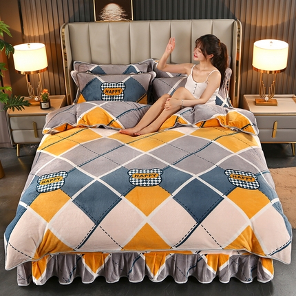 爱上家居  2023新款加厚牛奶金貂绒四件套 格调