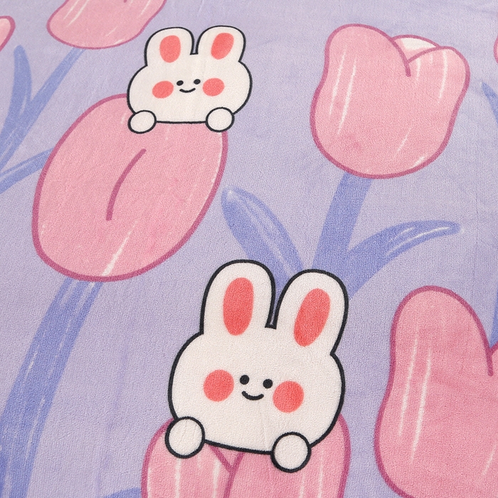 91家纺网 家纺一手货源 找家纺 爱上家居  2023新款加厚牛奶金貂绒四件套 花中兔-紫