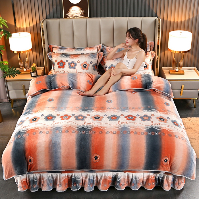 91家纺网 家纺一手货源 找家纺 爱上家居  2023新款加厚牛奶金貂绒四件套 流光溢彩