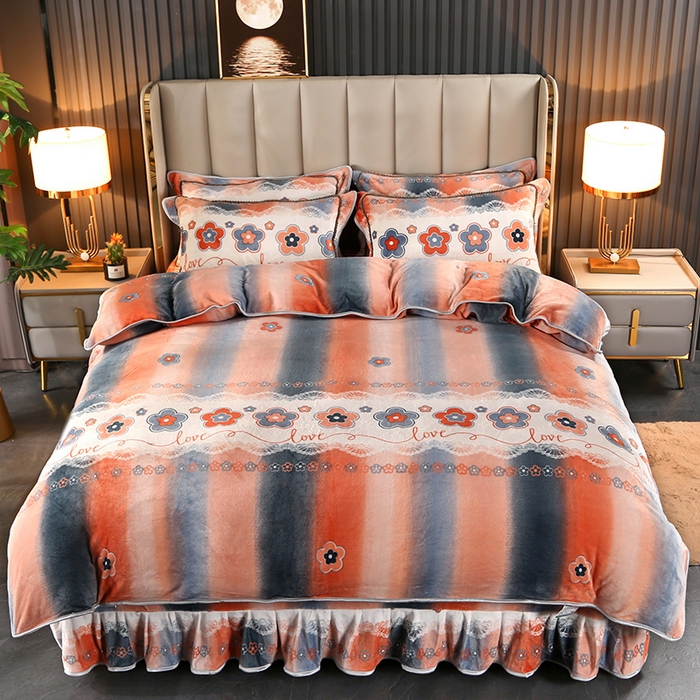 91家纺网 家纺一手货源 找家纺 爱上家居  2023新款加厚牛奶金貂绒四件套 流光溢彩