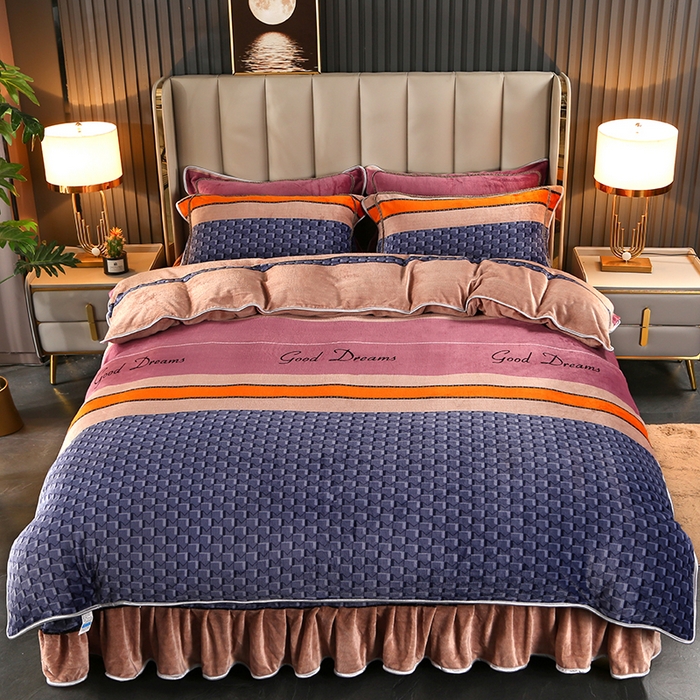 91家纺网 家纺一手货源 找家纺 爱上家居  2023新款加厚牛奶金貂绒四件套 盛世年华