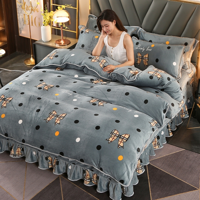 91家纺网 家纺一手货源 找家纺 爱上家居  2023新款加厚牛奶金貂绒四件套 潮流时尚