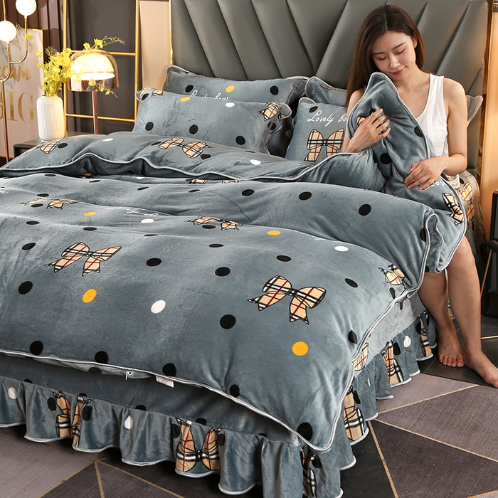 91家纺网 家纺一手货源 找家纺 爱上家居  2023新款加厚牛奶金貂绒四件套 潮流时尚