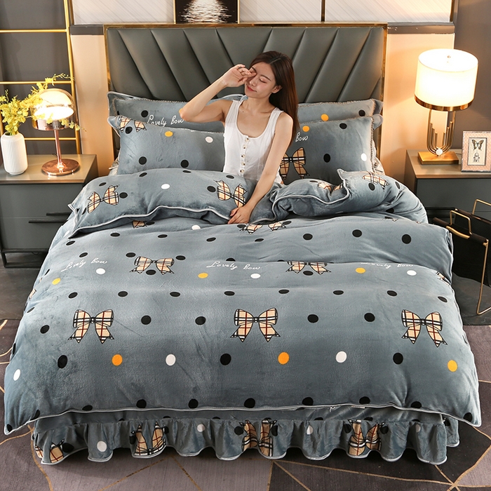 91家纺网 家纺一手货源 找家纺 爱上家居  2023新款加厚牛奶金貂绒四件套 潮流时尚