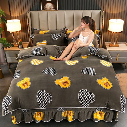 91家纺网 家纺一手货源 找家纺 （总）爱上家居  2023新款加厚牛奶金貂绒四件套