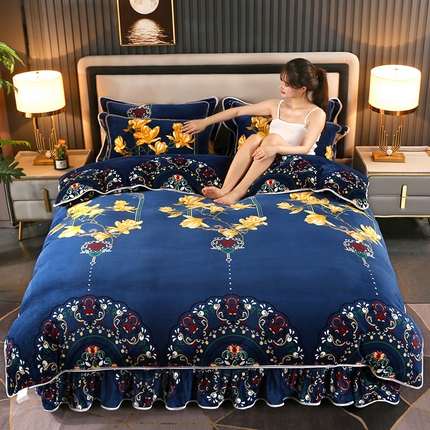 91家纺网 家纺一手货源 找家纺 （总）爱上家居  2023新款加厚牛奶金貂绒四件套