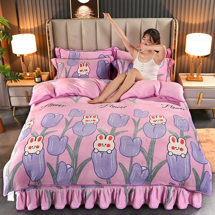 91家纺网 家纺一手货源 找家纺 （总）爱上家居  2023新款加厚牛奶金貂绒四件套