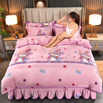 91家纺网 家纺一手货源 找家纺 （总）爱上家居  2023新款加厚牛奶金貂绒四件套