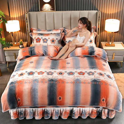 91家纺网 家纺一手货源 找家纺 爱上家居  2023新款加厚牛奶金貂绒四件套 流光溢彩