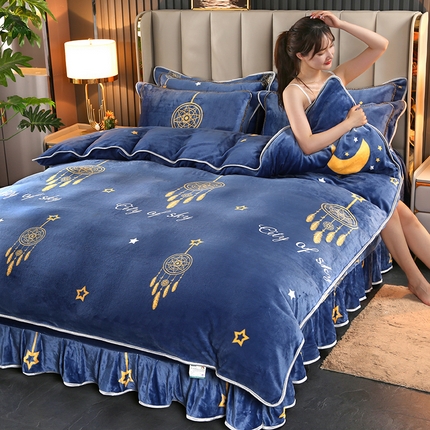 91家纺网 家纺一手货源 找家纺 爱上家居  2023新款加厚牛奶金貂绒四件套 羽翼翻飞