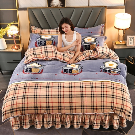 91家纺网 家纺一手货源 找家纺 爱上家居  2023新款加厚牛奶金貂绒四件套 潮流派