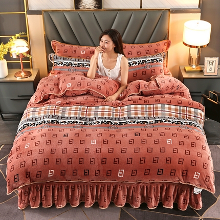 91家纺网 家纺一手货源 找家纺 爱上家居  2023新款加厚牛奶金貂绒四件套 欧典风尚