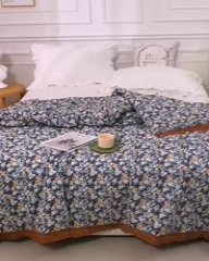 91家纺网 家纺一手货源 找家纺 上喜 热卖全棉水洗棉印花花边一体被 氧气格调兰