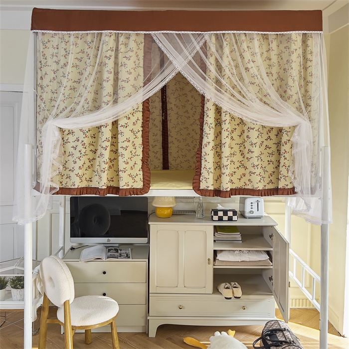 91家纺网 家纺一手货源 找家纺 新太阳 2025新款方形升降轨道学生遮光床帘蚊帐 春熙集