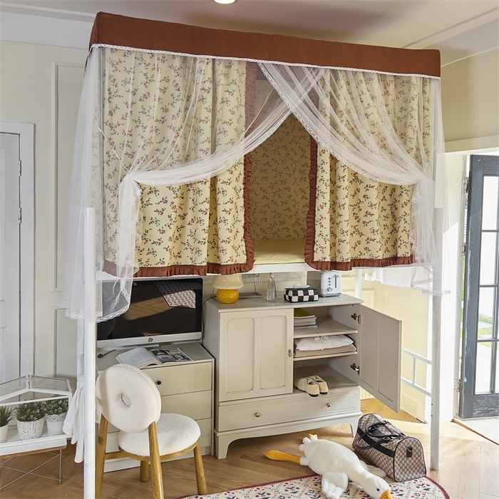 91家纺网 家纺一手货源 找家纺 新太阳 2025新款方形升降轨道学生遮光床帘蚊帐 春熙集