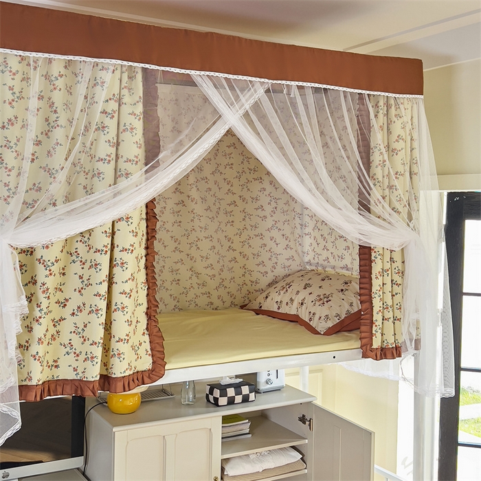 91家纺网 家纺一手货源 找家纺 新太阳 2025新款方形升降轨道学生遮光床帘蚊帐 春熙集