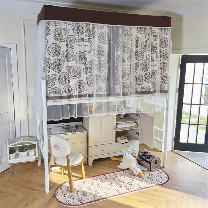 91家纺网 家纺一手货源 找家纺 新太阳 2025新款方形升降轨道学生遮光床帘蚊帐 山茶恋