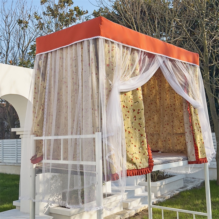 91家纺网 家纺一手货源 找家纺 新太阳 2025新款方形升降轨道学生遮光床帘蚊帐 绿野