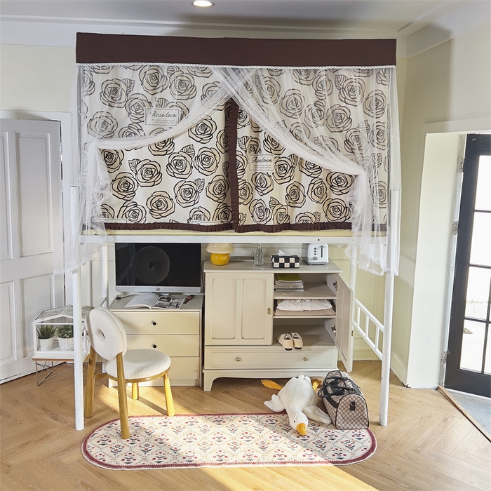 91家纺网 家纺一手货源 找家纺 新太阳 2025新款方形升降轨道学生遮光床帘蚊帐 山茶恋