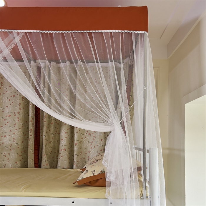 91家纺网 家纺一手货源 找家纺 新太阳 2025新款方形升降轨道学生遮光床帘蚊帐 绿野