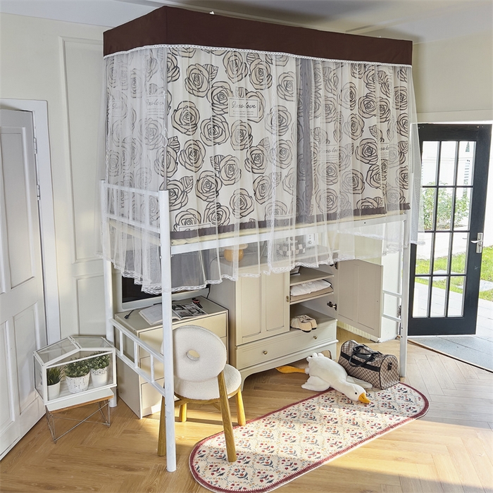 91家纺网 家纺一手货源 找家纺 新太阳 2025新款方形升降轨道学生遮光床帘蚊帐 山茶恋