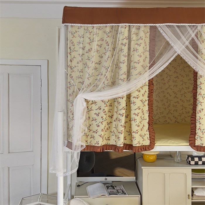 91家纺网 家纺一手货源 找家纺 新太阳 2025新款方形升降轨道学生遮光床帘蚊帐 春熙集