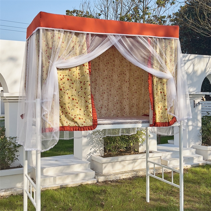 91家纺网 家纺一手货源 找家纺 新太阳 2025新款方形升降轨道学生遮光床帘蚊帐 绿野