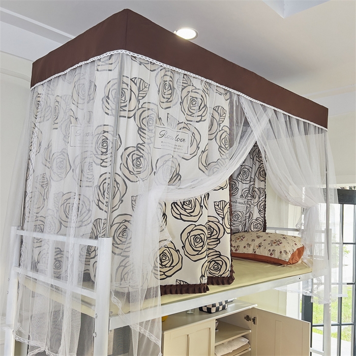 91家纺网 家纺一手货源 找家纺 新太阳 2025新款方形升降轨道学生遮光床帘蚊帐 山茶恋