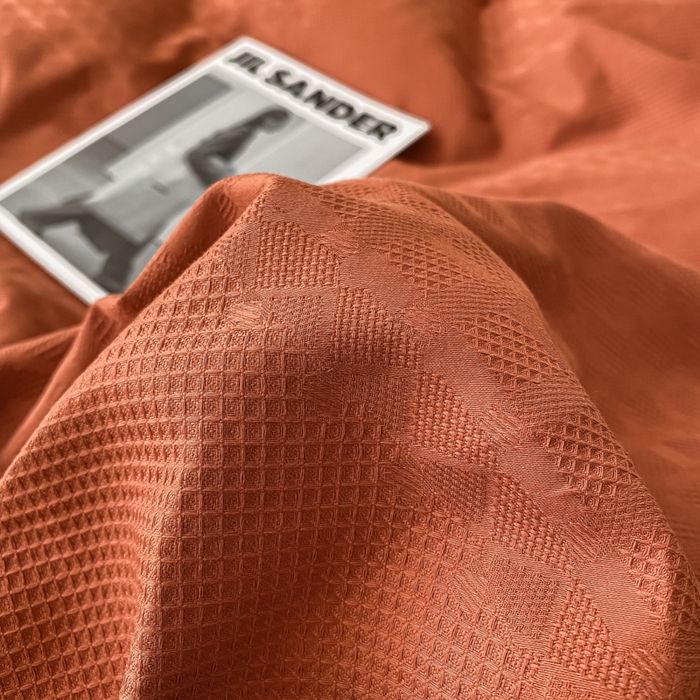 91家纺网 家纺一手货源 找家纺 金丝鸟  2023新款简约舒适华夫格四件套 简约卡其格红