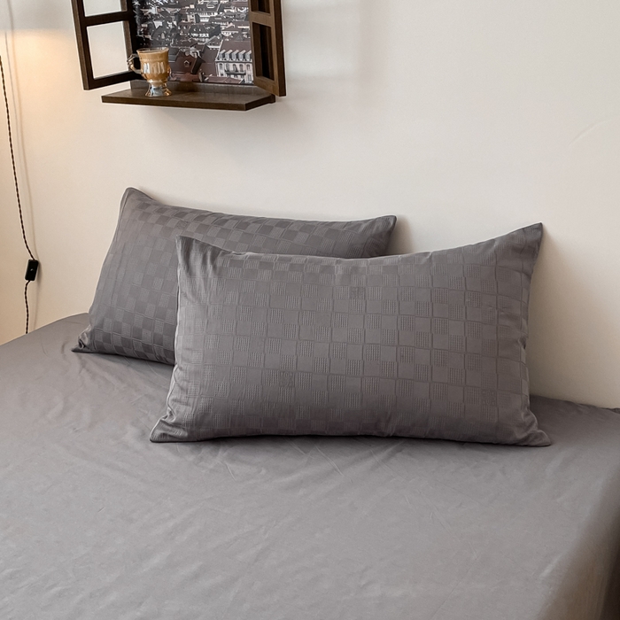 91家纺网 家纺一手货源 找家纺 金丝鸟  2023新款简约舒适华夫格四件套 简约小田格灰