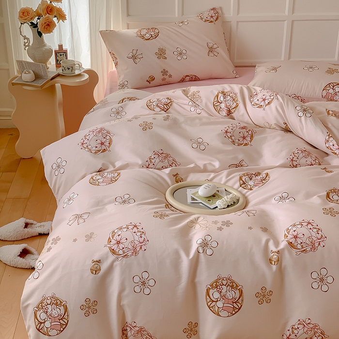 91家纺网 家纺一手货源 找家纺 窝米2023新款13370全棉四件套卡通简约款 安妮兔